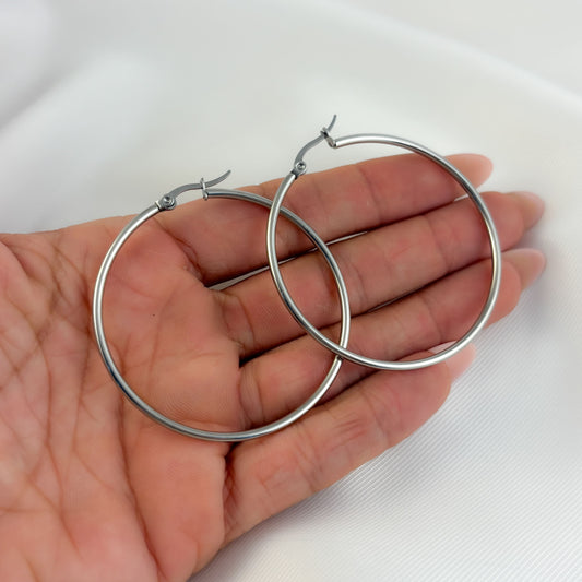 Arracadas tubulares acero inoxidable 5 cm