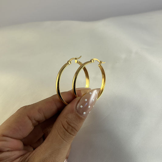 Arracadas acero inoxidable dorado medio tubo 3,5 cm