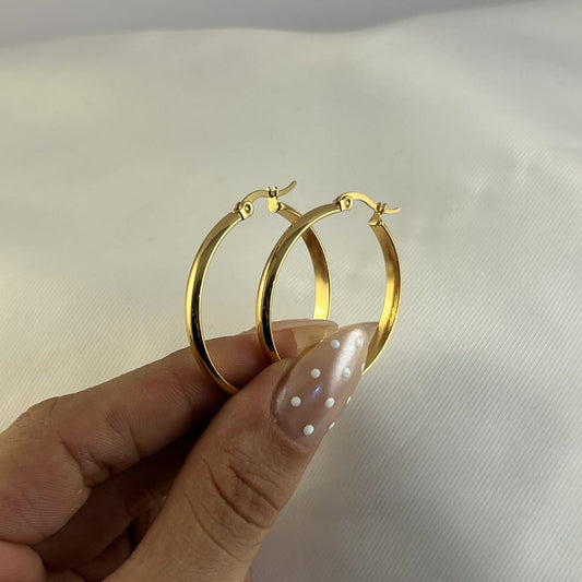 Arracadas acero inoxidable dorado medio tubo 3,5 cm