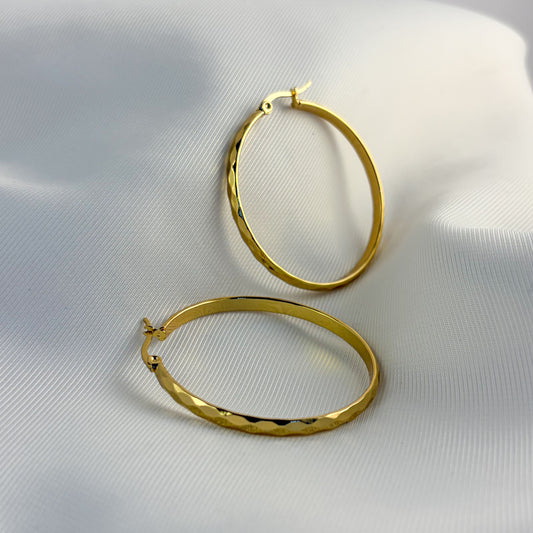 Arracadas acero inoxidable diamantadas doradas 4 cm