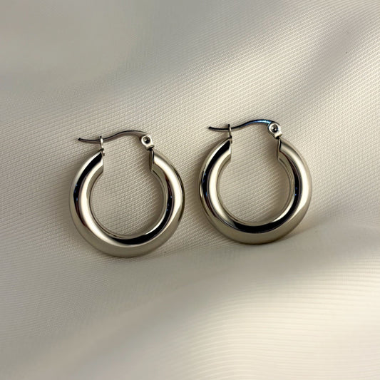 Arracadas acero inoxidable chunky 2,5 cm plateadas