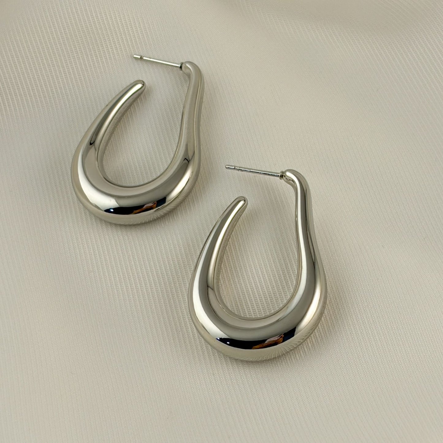 Aretes semi arracada gota acero inoxidable 3,5 cm