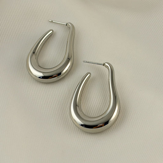 Aretes semi arracada gota acero inoxidable 3,5 cm