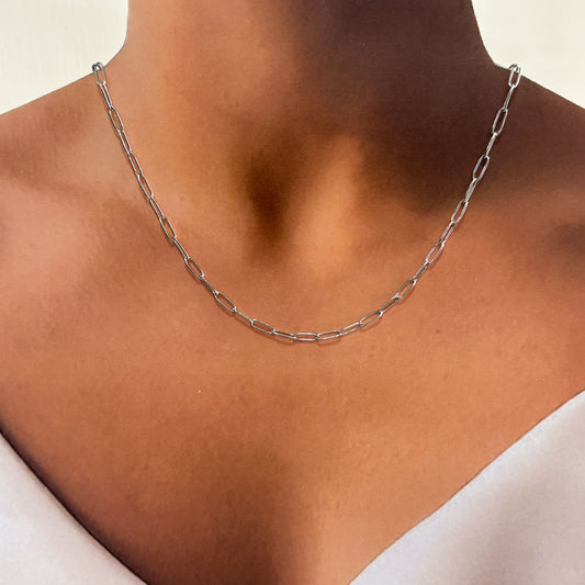 Set aretes y collar acero inoxidable cadena clip