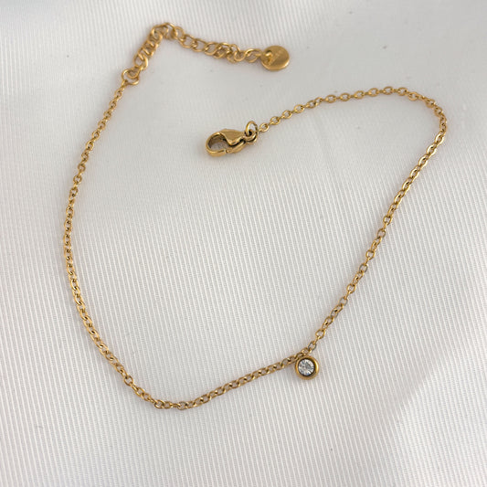 Tobillera acero inoxidable mini zirconia