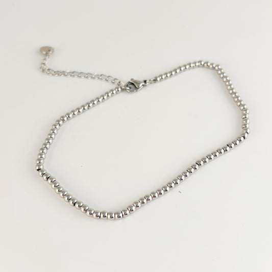 Tobillera bolitas con extensión acero inoxidable