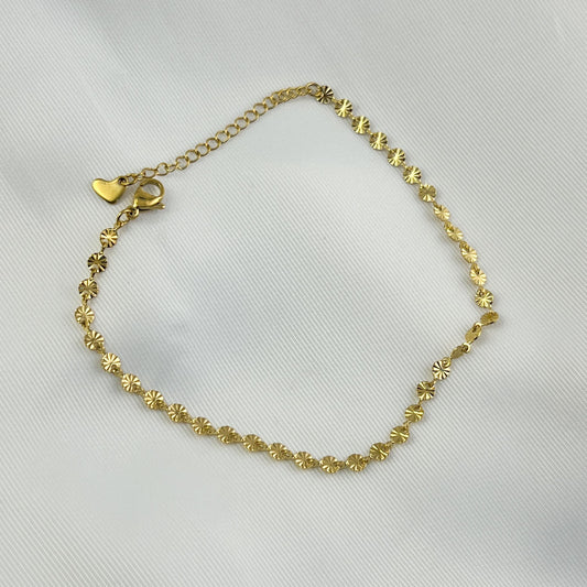 Tobillera acero inoxidable diamantada circulos 22 + 5 ext cm