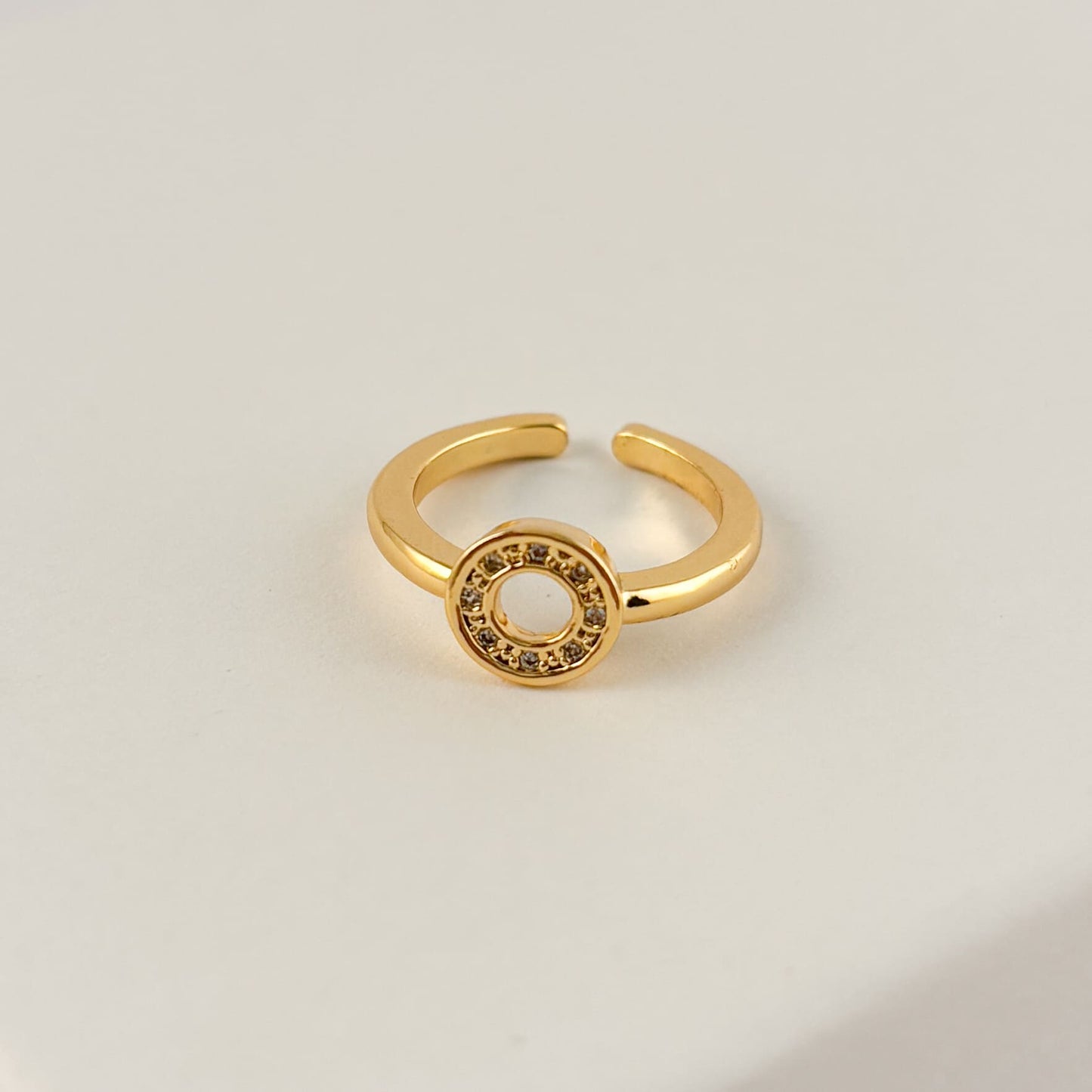 Anillo de medio dedo midi aro zirconias ajustable chapa de oro