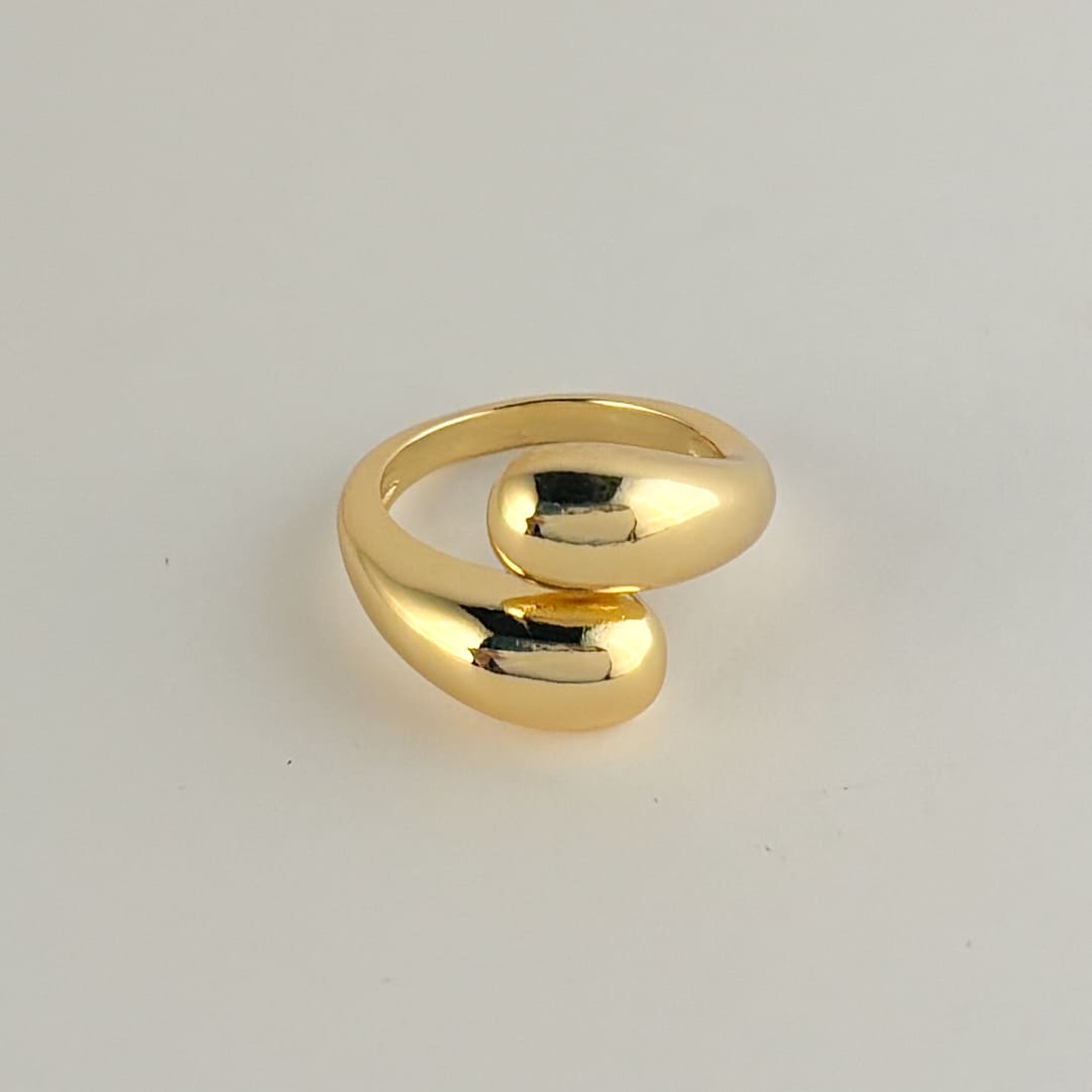 Anillo doble gota ajustable chapa de oro