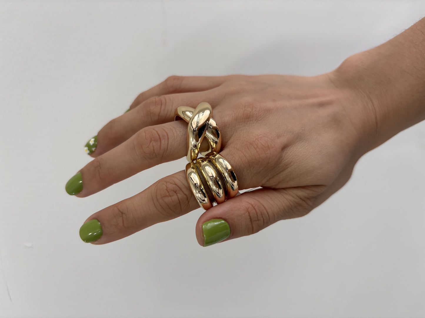 Anillo chunky X chapa de oro abierto ajustable