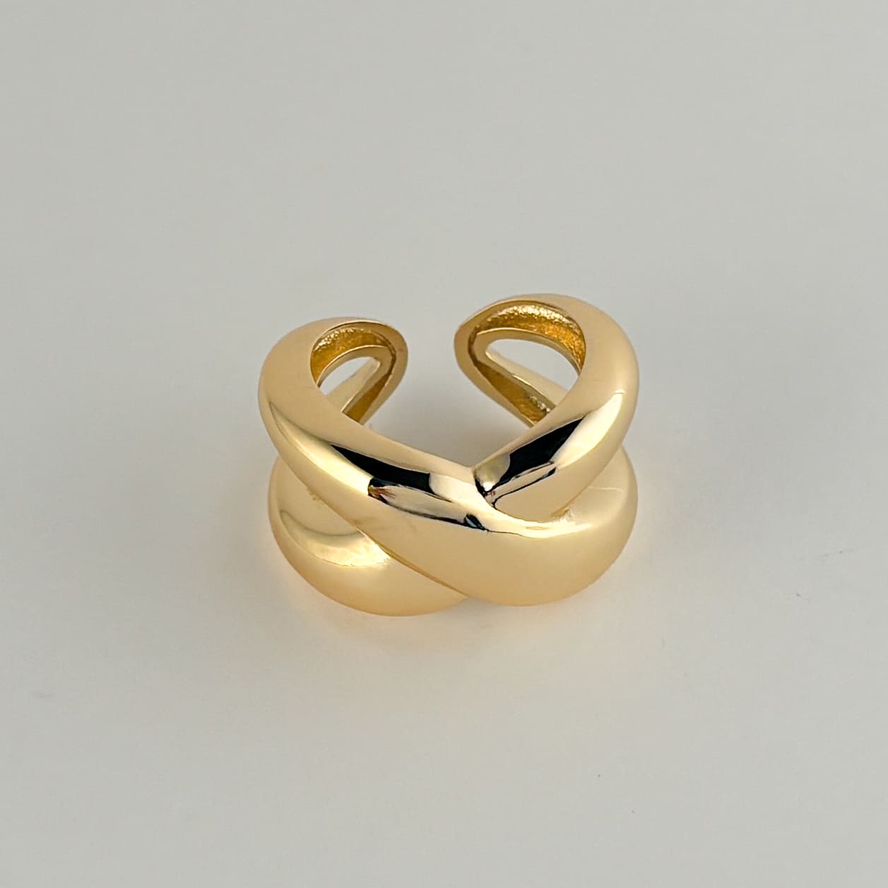 Anillo chunky X chapa de oro abierto ajustable