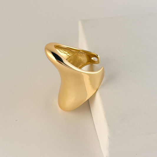 Anillo ajustable chunky liso alto bold chapa de oro