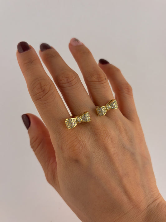 Anillo moños flotantes chapa de oro