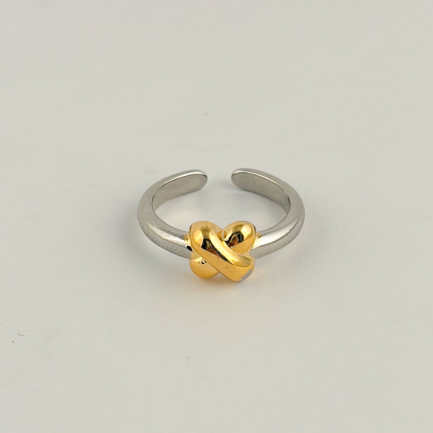 Anillo bicolor x chapa de oro ajustable