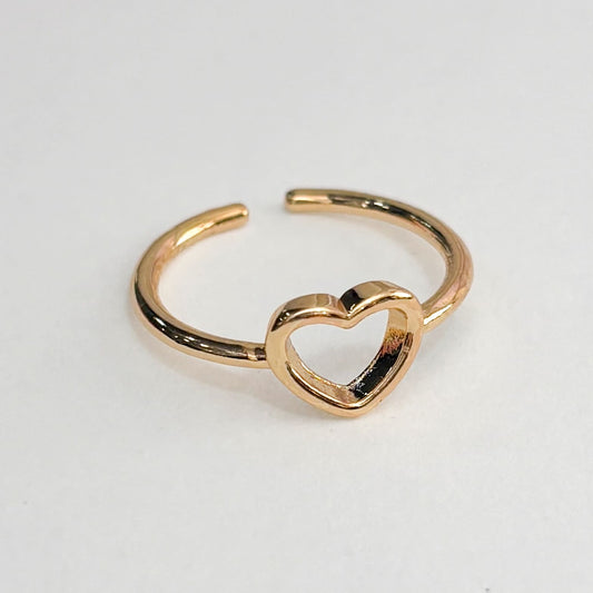 Anillo corazón contorno chapa de oro ajustable