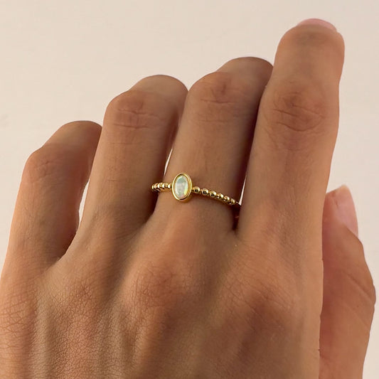 Anillo delgado ajustable chapa de oro tipo ópalo