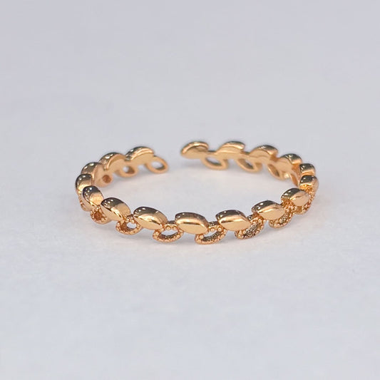 Anillo delgado hojitas chapa de oro