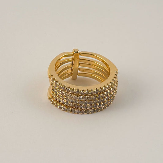 Anillo multi churumbelas chapa de oro 5 niveles #6