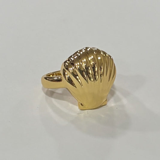 Anillo almeja chapa de oro ajustable