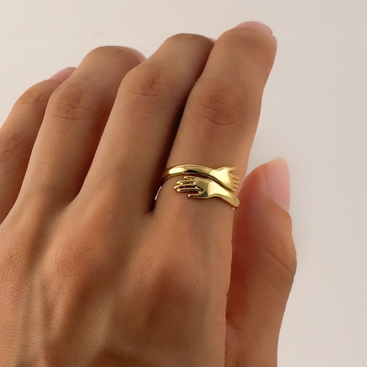Anillo abrazo chapa de oro ajustable