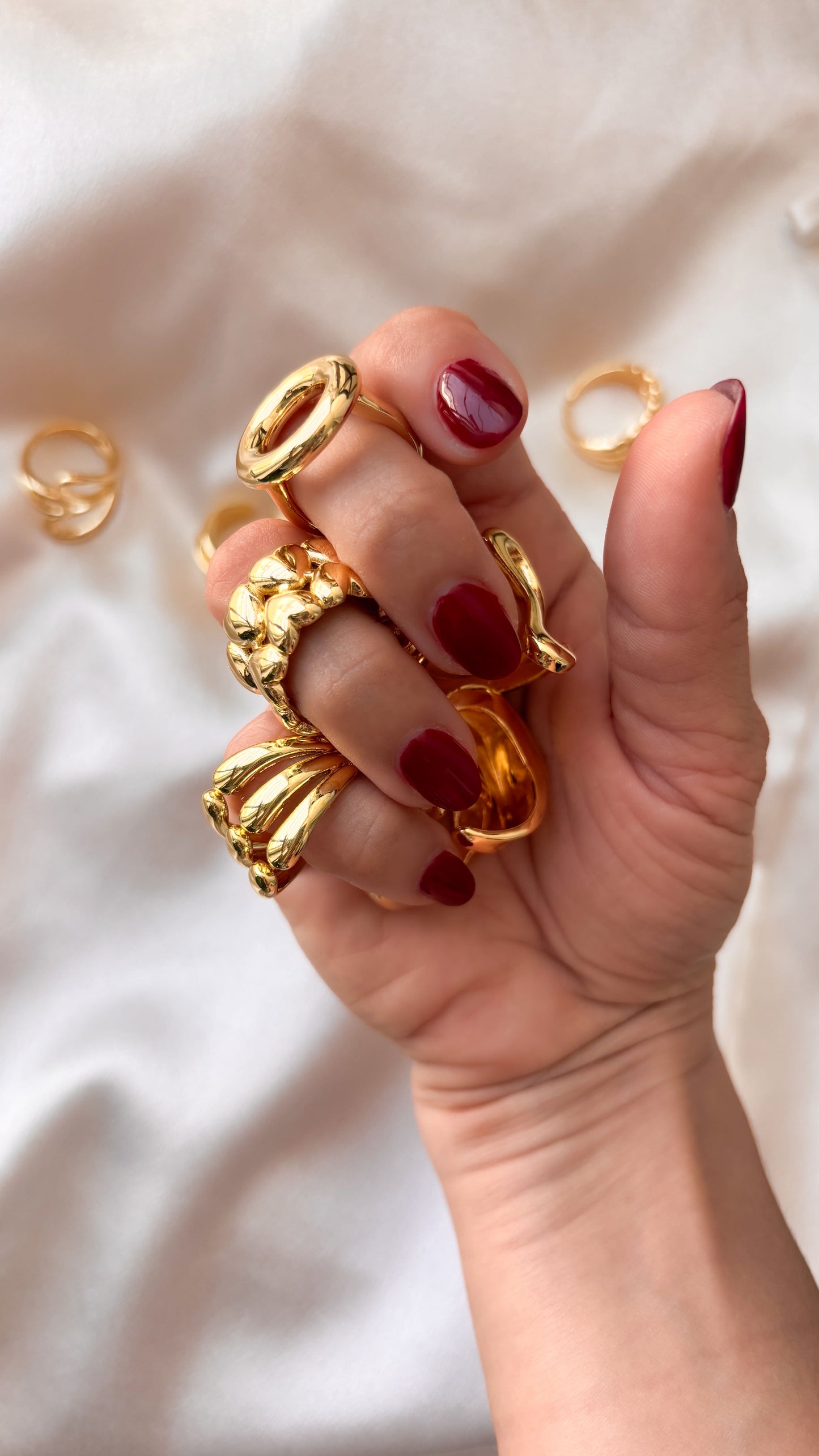 Anillo triple costilla chapa de oro ajustable