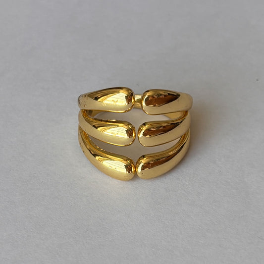 Anillo triple costilla chapa de oro ajustable