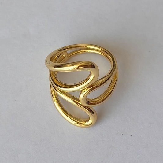 Anillo pétalos chapa de oro ajustable