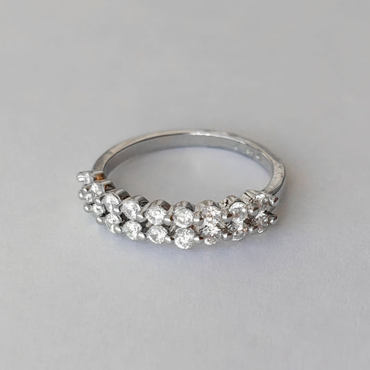 Anillo plateado media churumbela doble chapa de oro