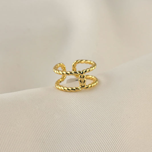 Anillo doble trenzado chapa de oro
