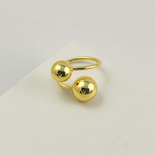 Anillo par esferas chapa de oro ajustable