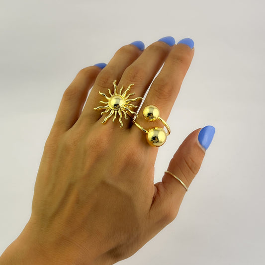 Anillo par esferas chapa de oro ajustable
