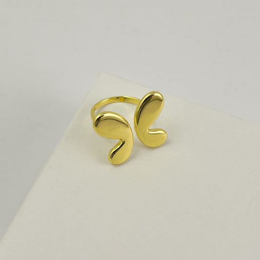 Anillo alas mariposa chapa de oro ajustable