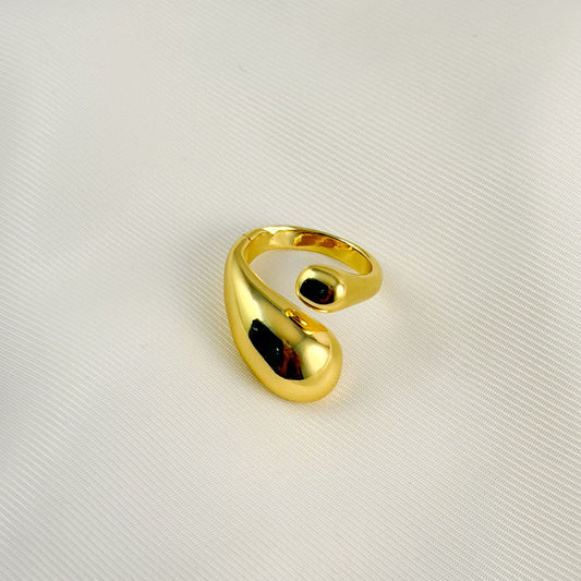 Anillo chapa de oro gota punto ajustable