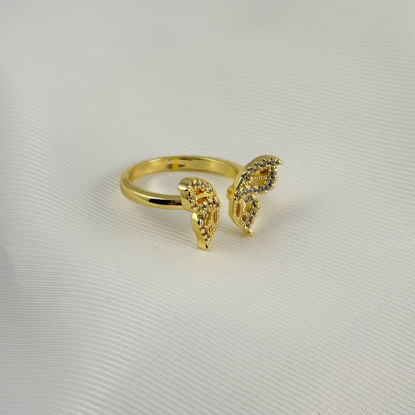 Anillo mariposa zirconias chapa de oro ajustable