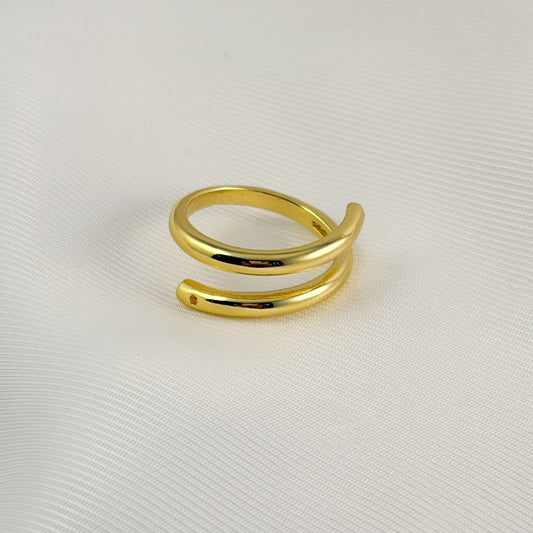 Anillo doble tubo resorte chapa de oro aujstable