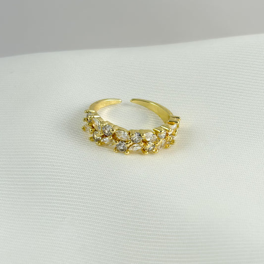 Anillo churumbela natural zirconias chapa de oro ajustable