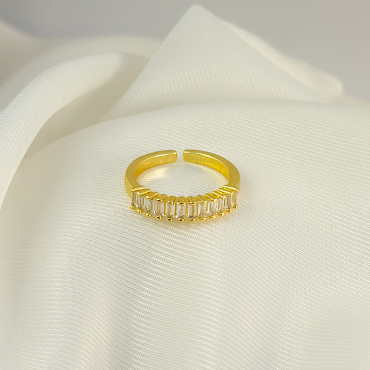 Anillo churumbela baguettes chapa de oro ajustable
