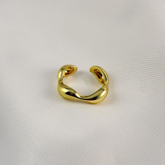 Anillo ondas chapa de oro ajustable