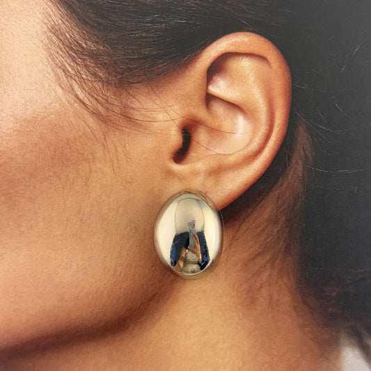 Aretes plateados óvalo XL chapa de oro