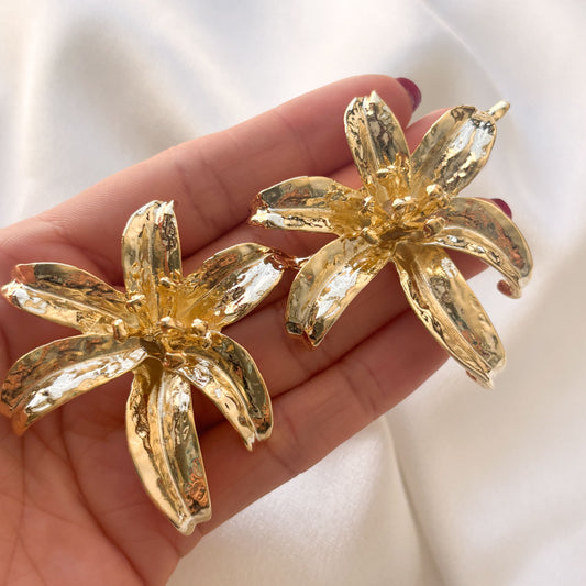 Aretes flores silvestres XL chapa de oro