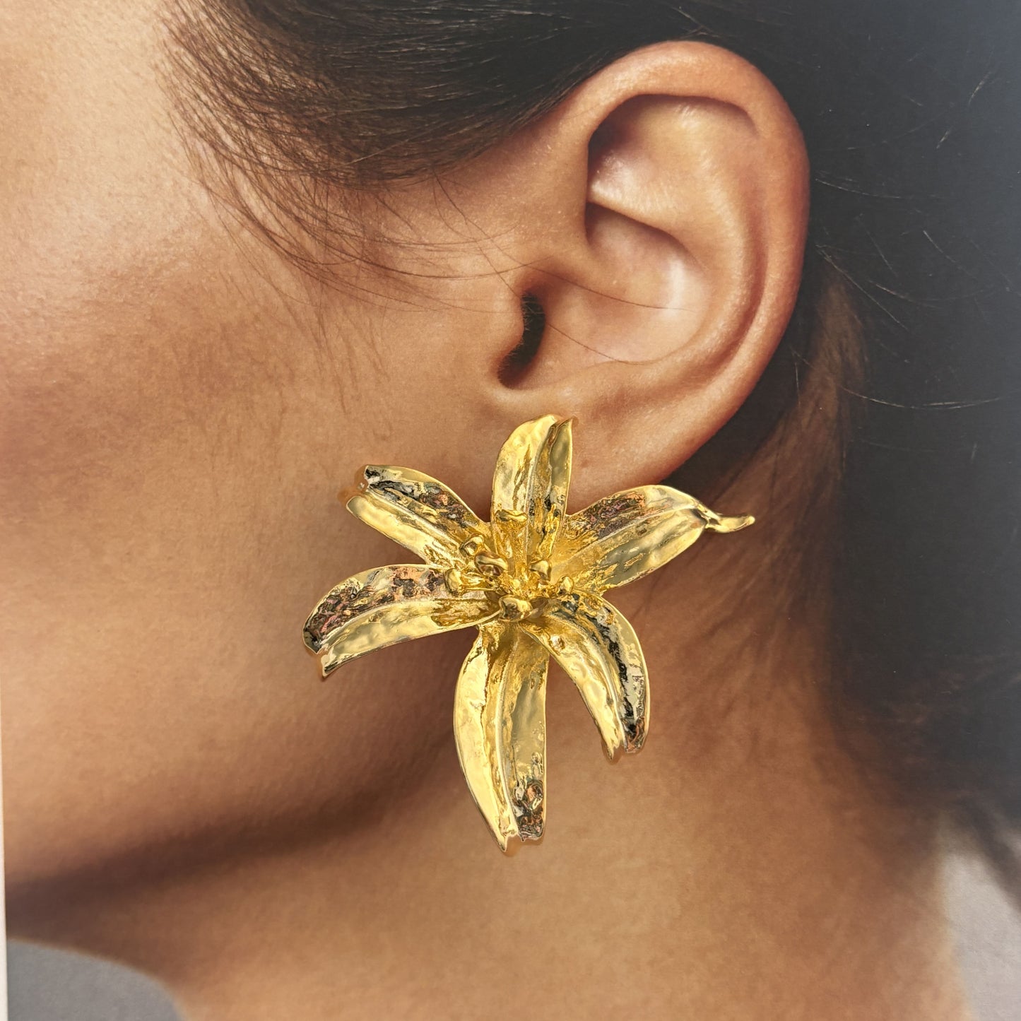 Aretes flores silvestres XL chapa de oro