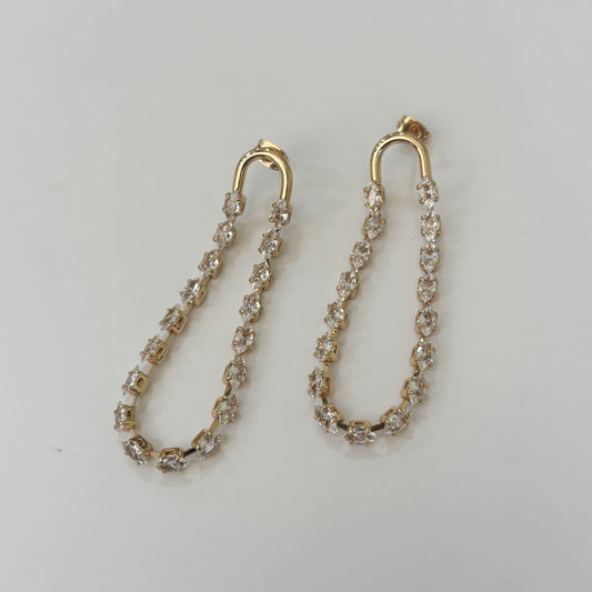 Aretes largos zirconias tennis chapa de oro