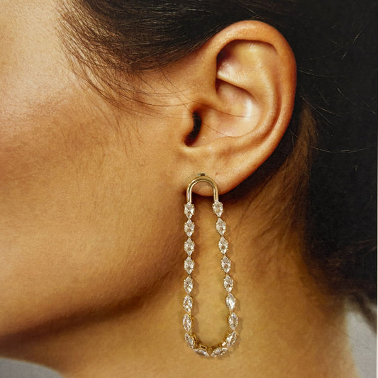 Aretes largos zirconias tennis chapa de oro