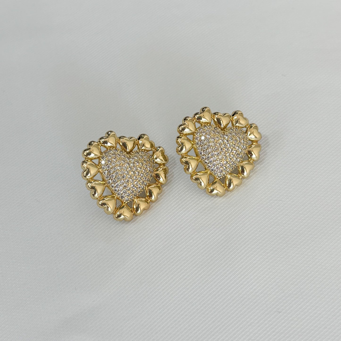 Aretes corazón zirconias corazones chapa de oro
