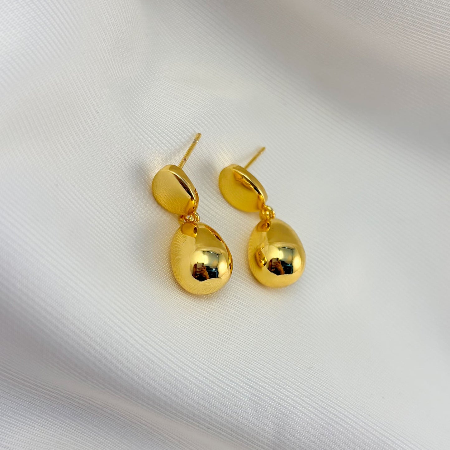 Aretes gota colgante chapa de oro