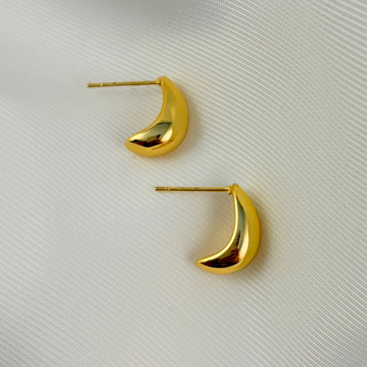 Aretes semi gotas chapa de oro