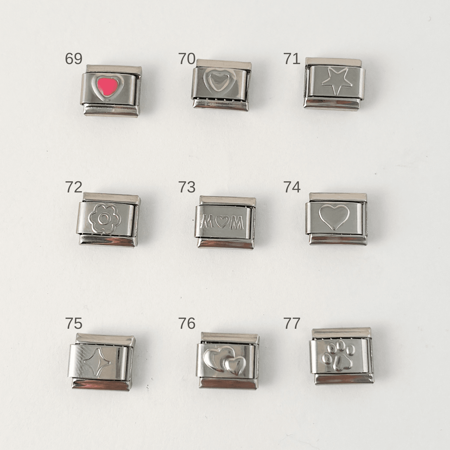 Charms para pulseras italianas sencillos acero inoxiadable