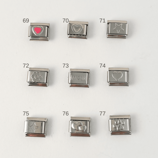 Charms para pulseras italianas sencillos acero inoxiadable