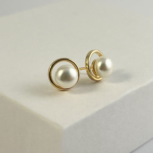 Broqueles perla aro chapa de oro