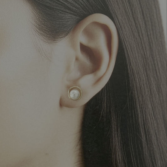 Broqueles perla aro chapa de oro